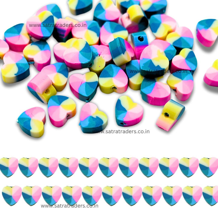 Heart Polymer Clay Fimo Beads | Size 6mm Thickness 2mm | 1String 40 PCS