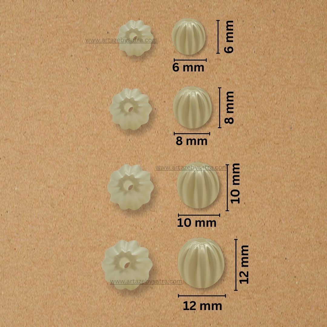 Round Pumpkin Plastic Pearl Beads | 2 Hole Lining Beads | Qty : 500g | PC60