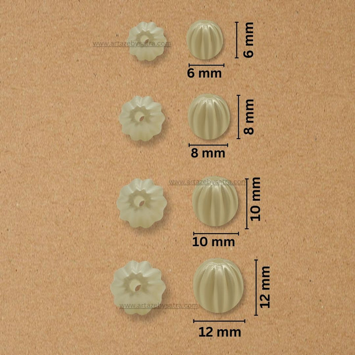 Round Pumpkin Plastic Pearl Beads | 2 Hole Lining Beads | Qty : 500g | PC60