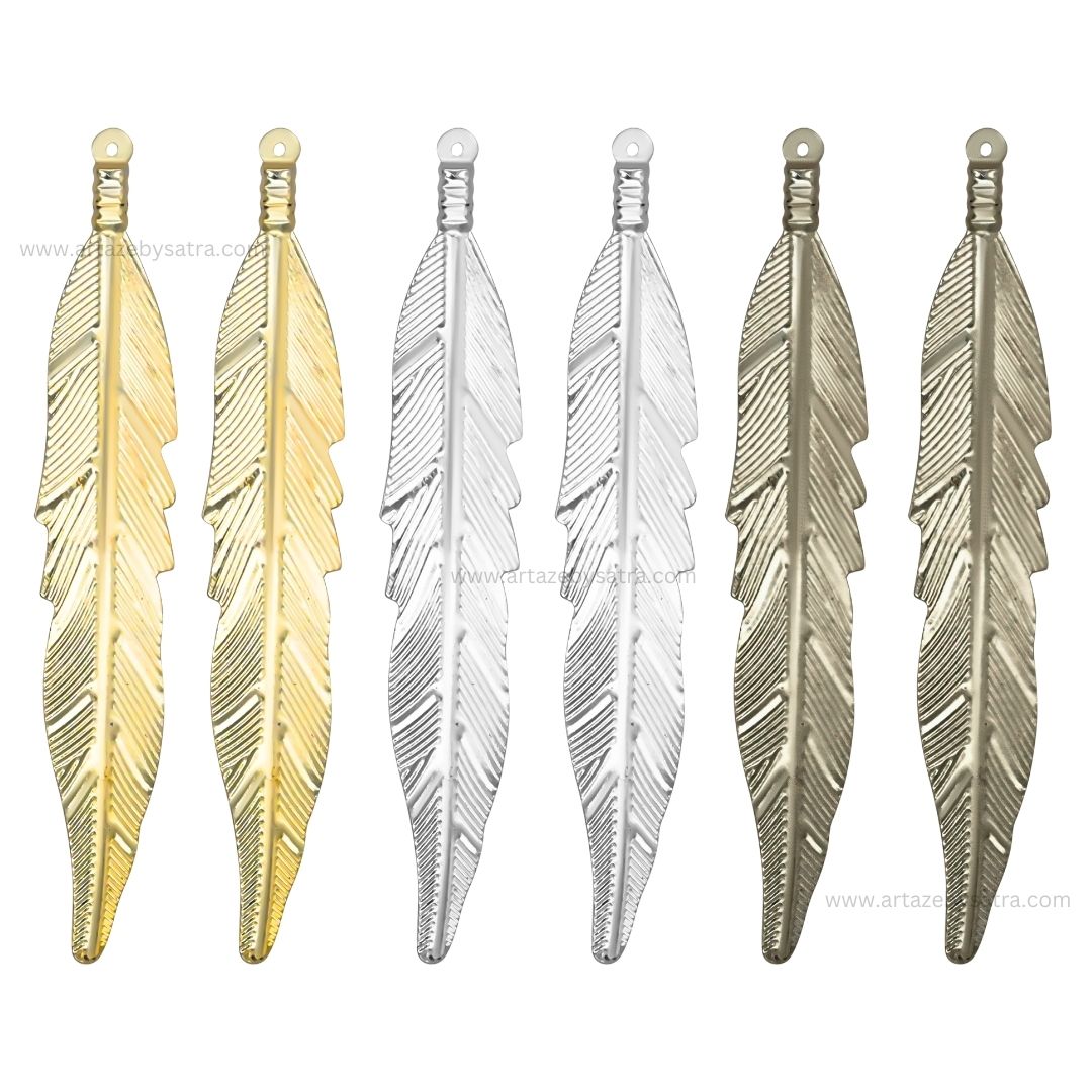 1 Loop Metal Art Leaf | Size : 4inch | Qty : 10pcs