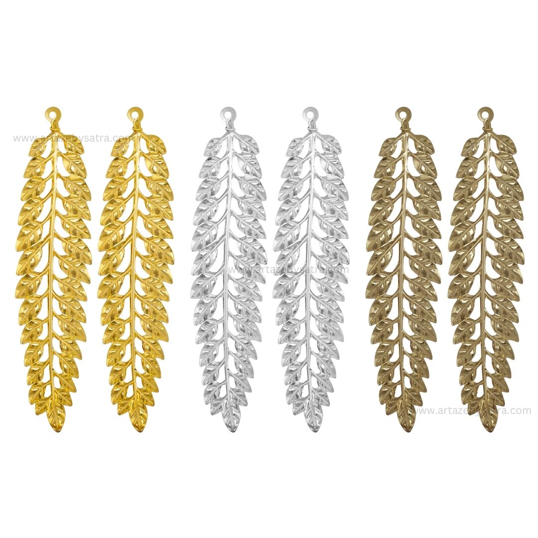 1 Loop Metal Art Leaf | Size : 53mm | Qty : 10pcs