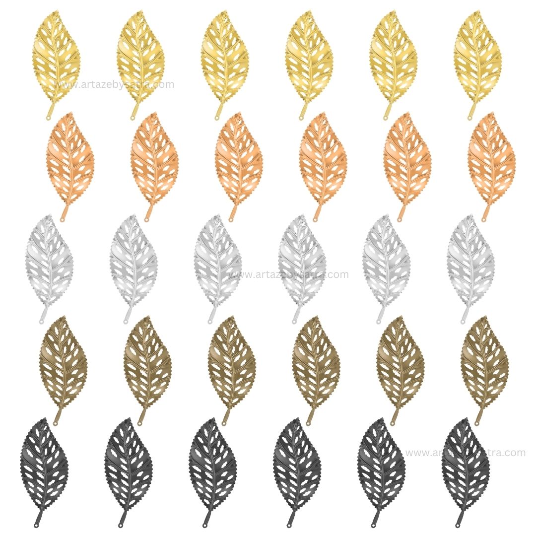 1 Loop Metal Art Leaf | Size : 86mm | Qty : 10pcs