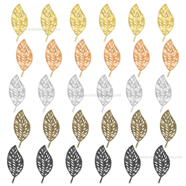 1 Loop Metal Art Leaf | Size : 86mm | Qty : 10pcs