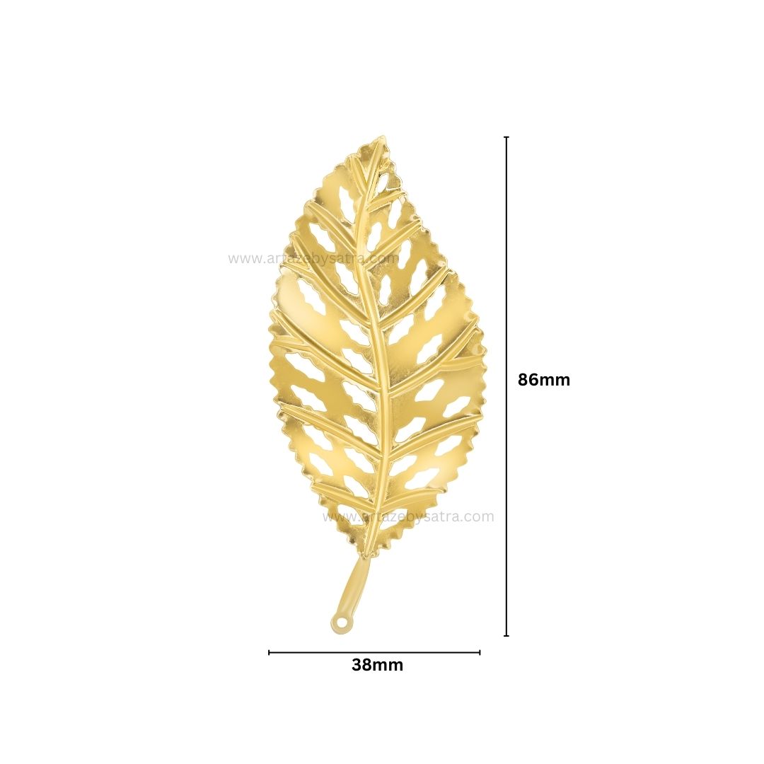 1 Loop Metal Art Leaf | Size : 86mm | Qty : 10pcs