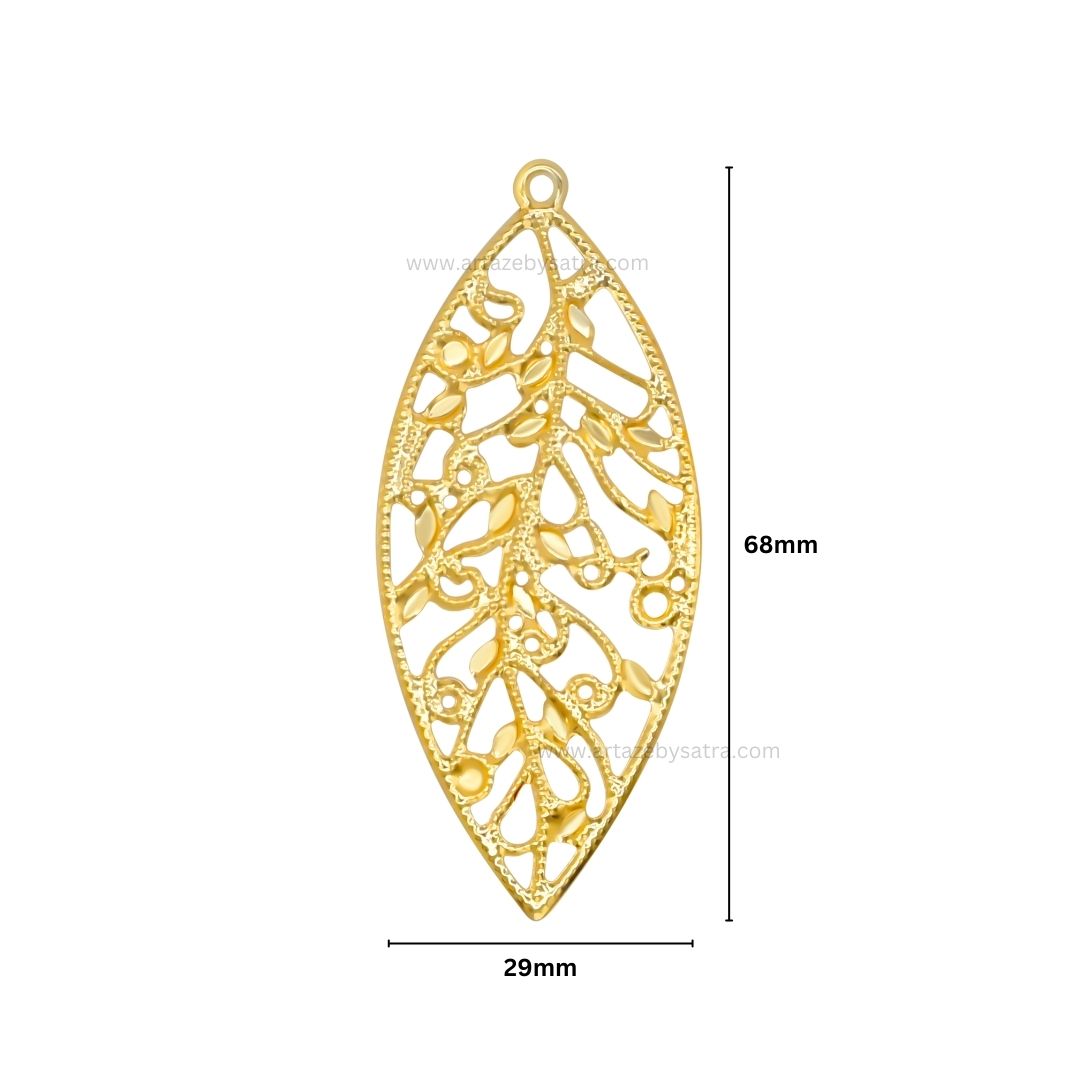 1 Loop Metal Art Leaf | Size : 68mm | Qty : 20pcs