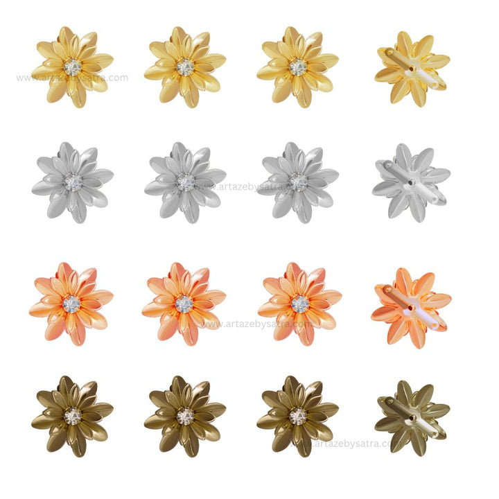 Stone Metal Flower | Size : 28mm | Qty : 20pcs