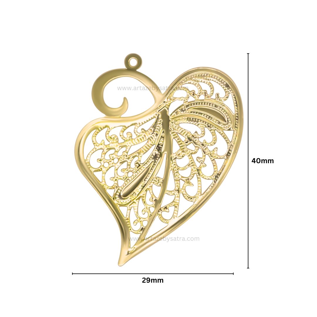 1 Loop Metal Art Leaf | Size : 40mm | Qty : 50pcs | F-4-11