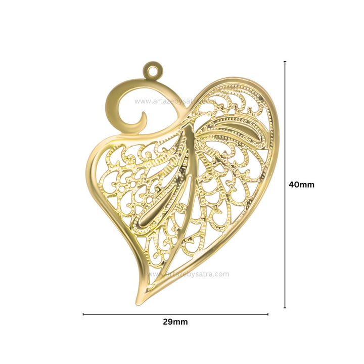 1 Loop Metal Art Leaf | Size : 40mm | Qty : 50pcs | F-4-11