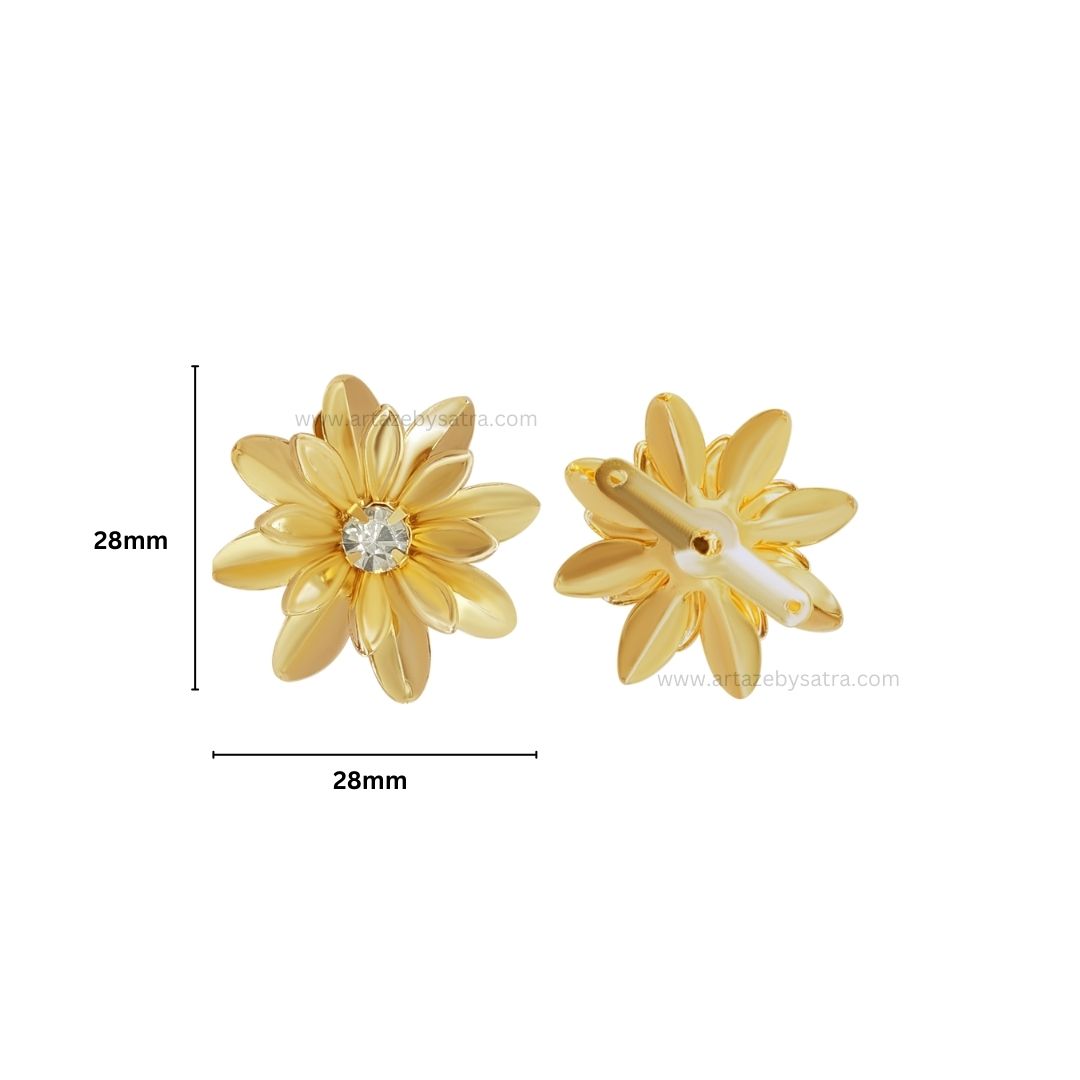 Stone Metal Flower | Size : 28mm | Qty : 20pcs