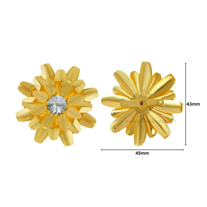 Stone Flower Metal Art | Size : 43mm | Qty : 10pcs