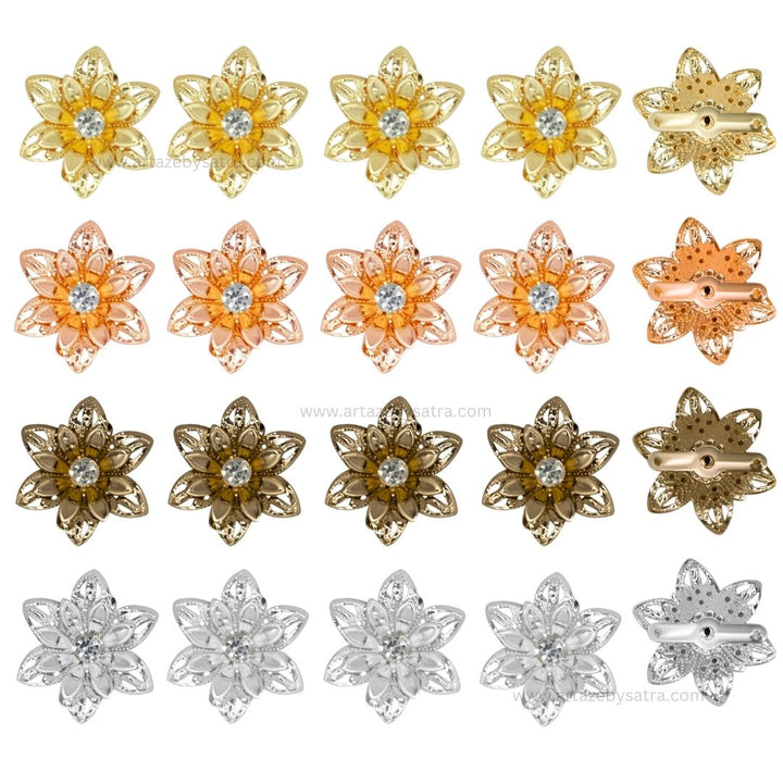 Stone Flower Metal Art | Size : 27mm | Qty : 20pcs