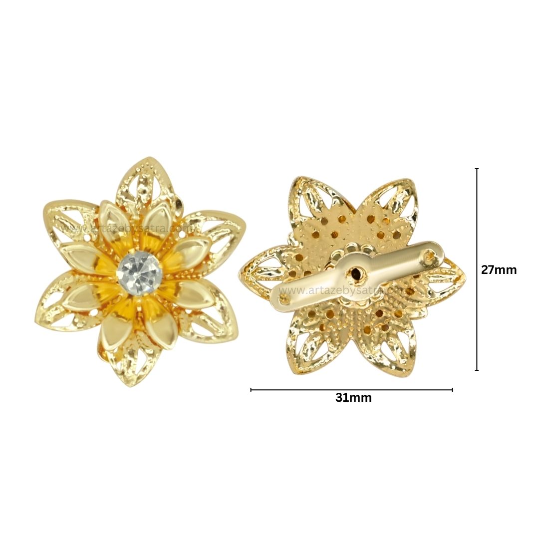 Stone Flower Metal Art | Size : 27mm | Qty : 20pcs