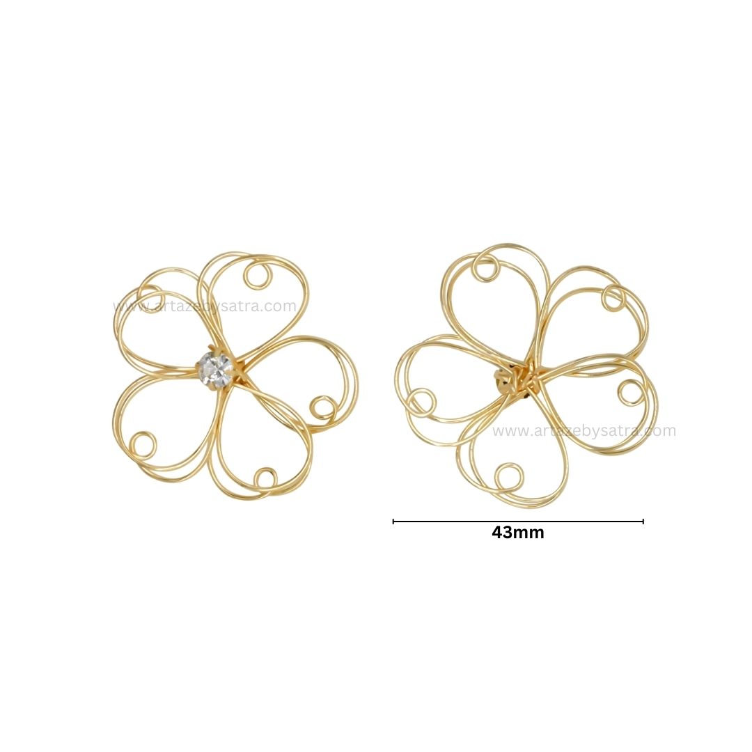 Stone Flower Metal Art | Size : 43mm | Qty : 10pcs