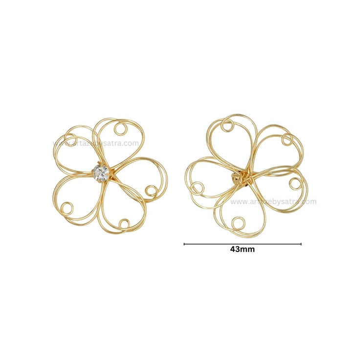 Stone Flower Metal Art | Size : 43mm | Qty : 10pcs