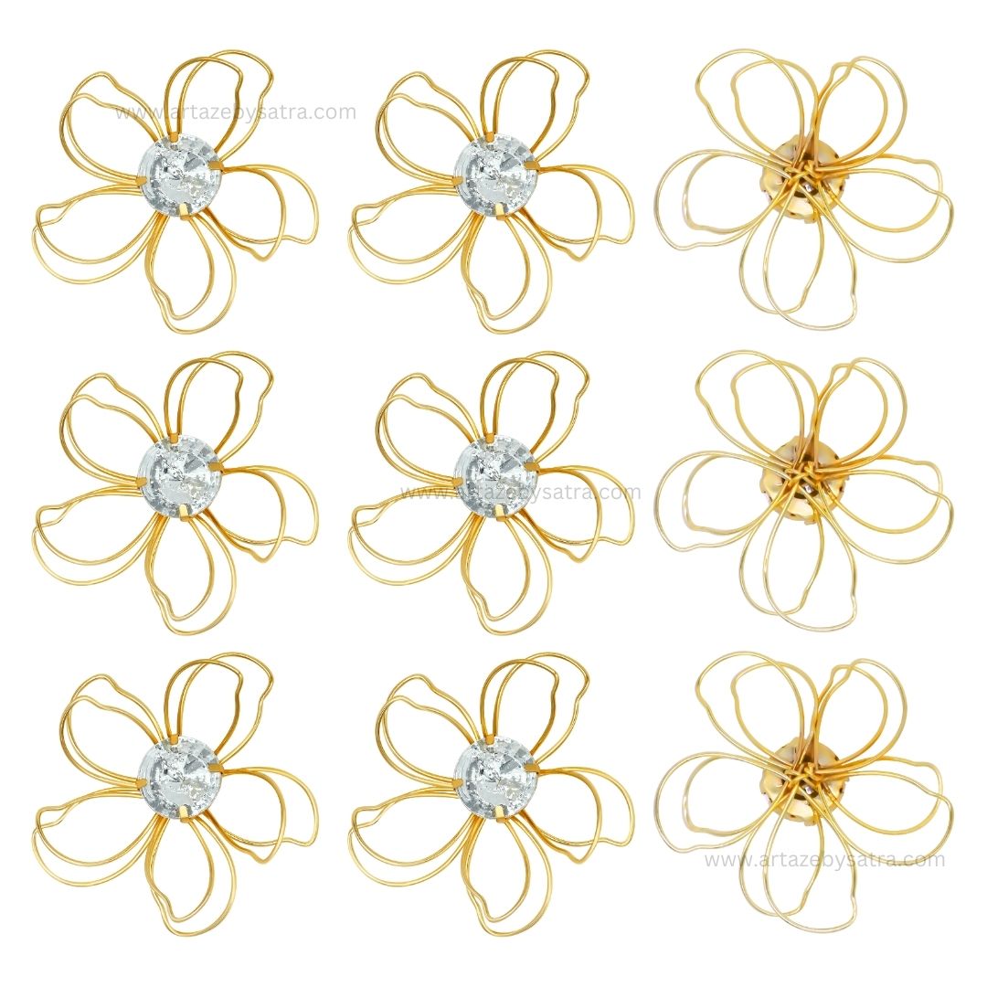 Stone Flower Metal Art | Size : 62mm | Qty : 6pcs