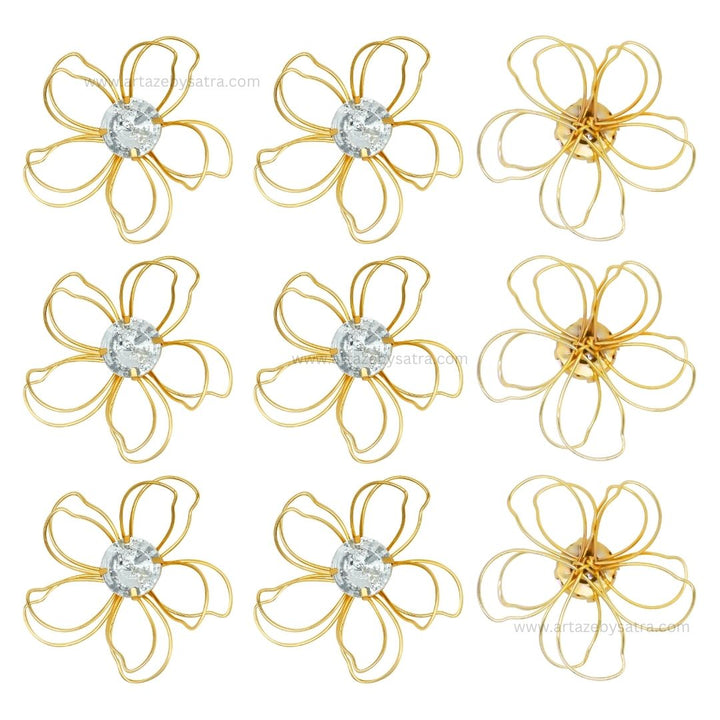 Stone Flower Metal Art | Size : 62mm | Qty : 6pcs