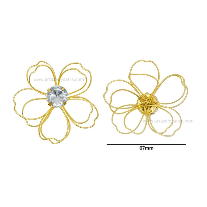 Stone Flower Metal Art | Size : 67mm | Qty : 6pcs