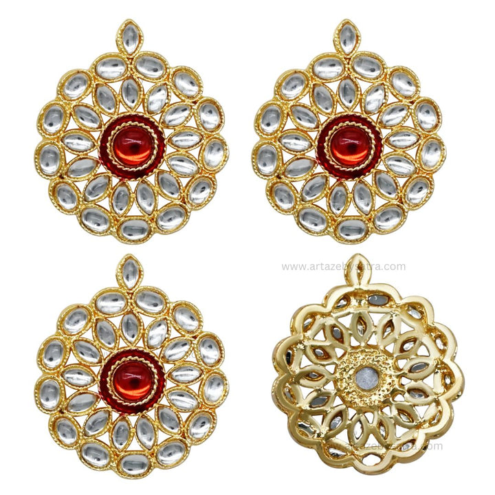 Meenakari Kundan Beads | Size : 38mm | Qty : 4pcs | MKB22