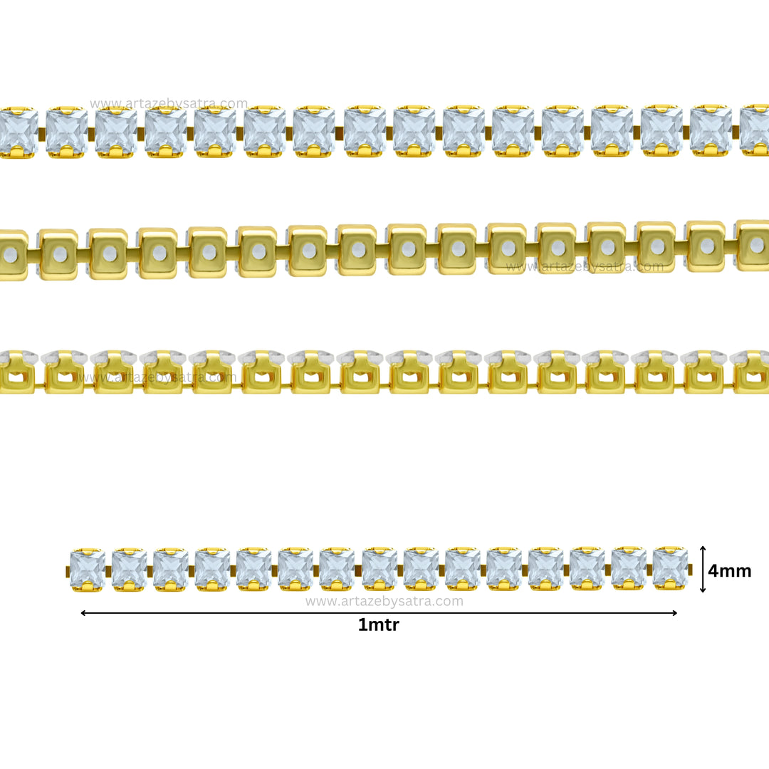 Square Diamond Stone Chain | Qty : 1mtr | DC03