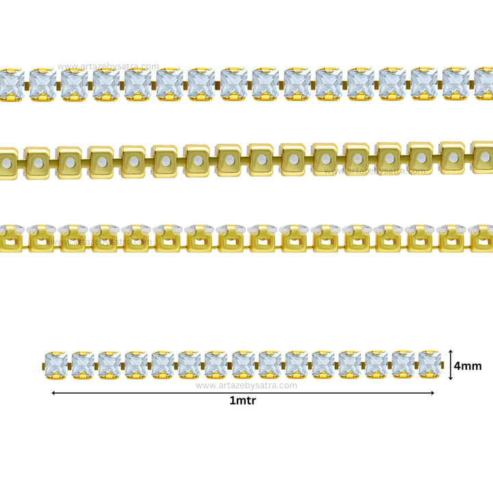 Square Diamond Stone Chain | Qty : 1mtr | DC03