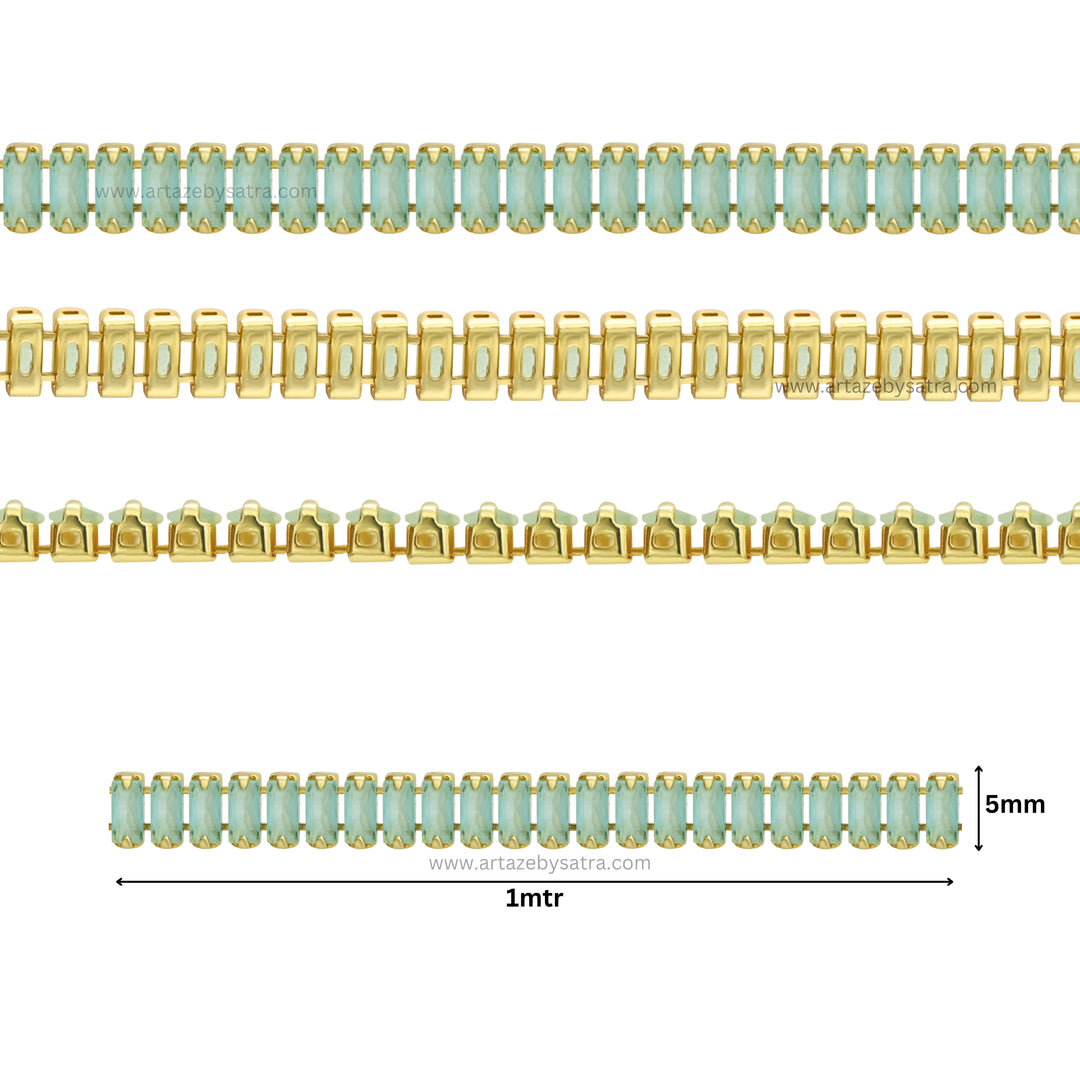 Mint Green Diamond Stone Chain | Qty : 1mtr | DC06