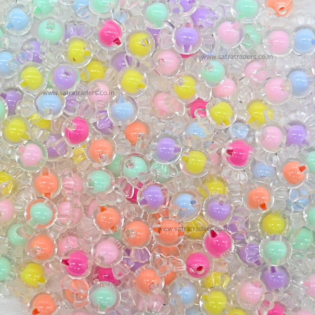 Assorted Candy Transparent Pastel Plastic Beads | Size : 9mm