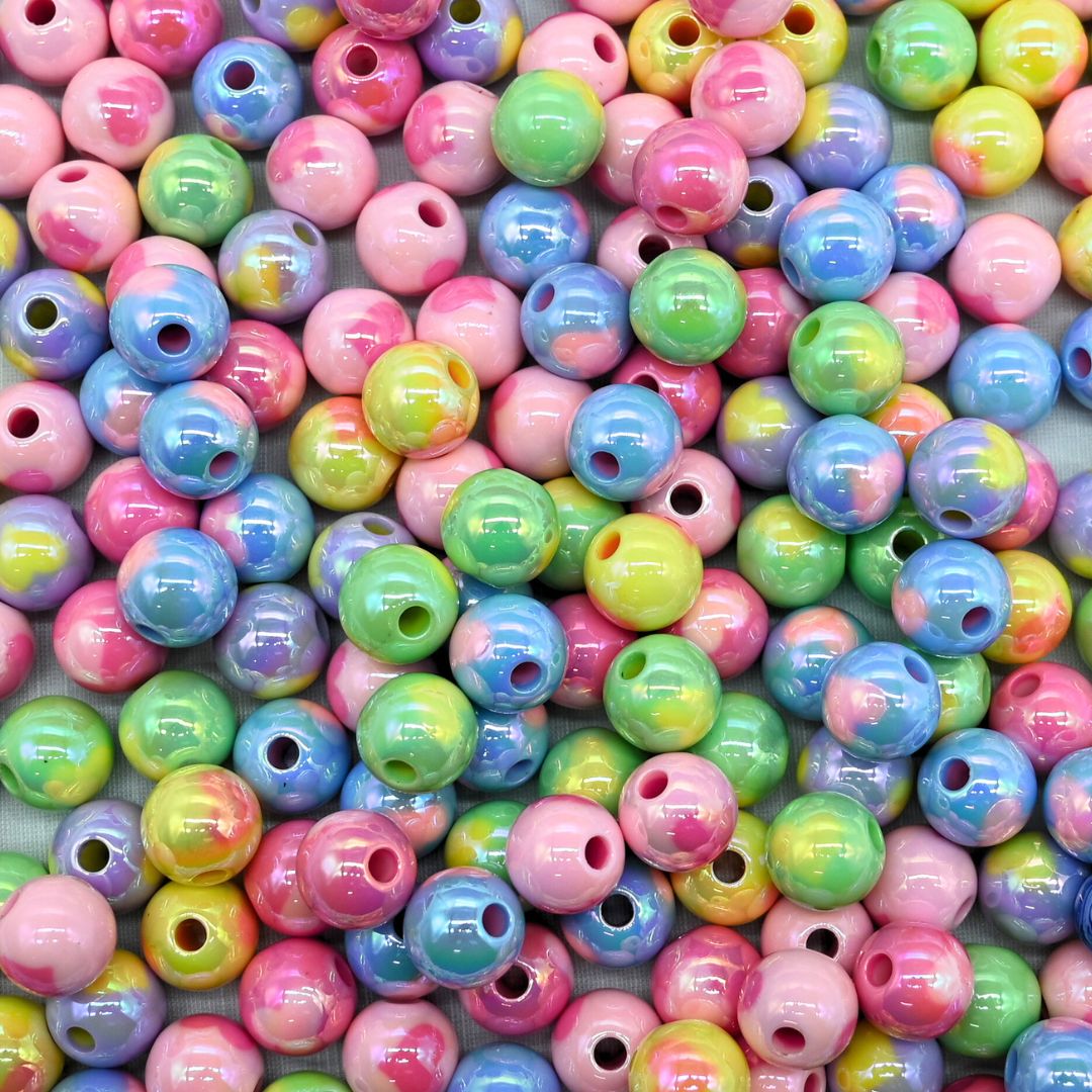 Assorted Round Heart UV Coating Plastic Beads | Size: 13mm | Qty: 10pcs