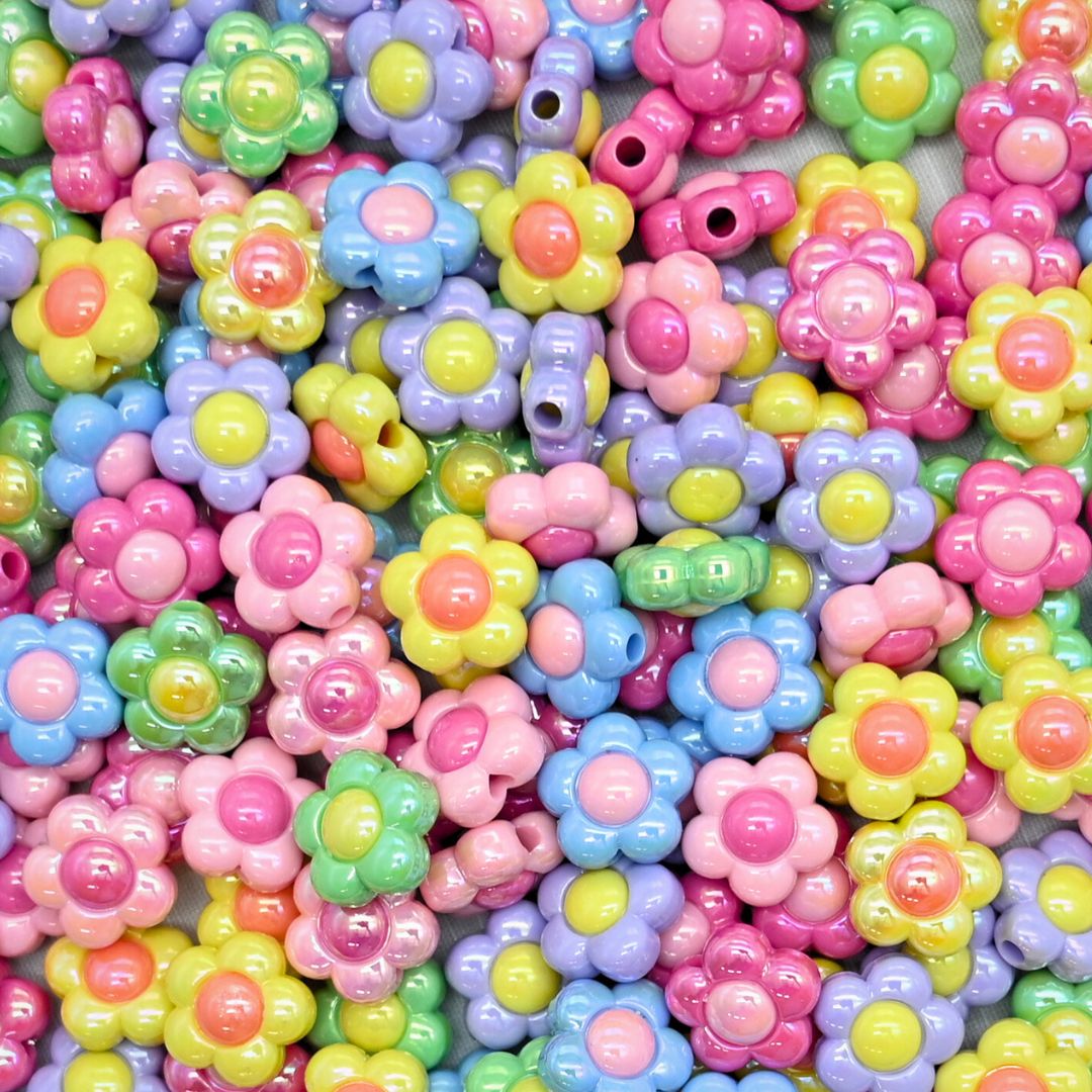 Assorted Flower UV Coating Plastic Beads  | Size: 16mm | Qty: 10pcs | PB163