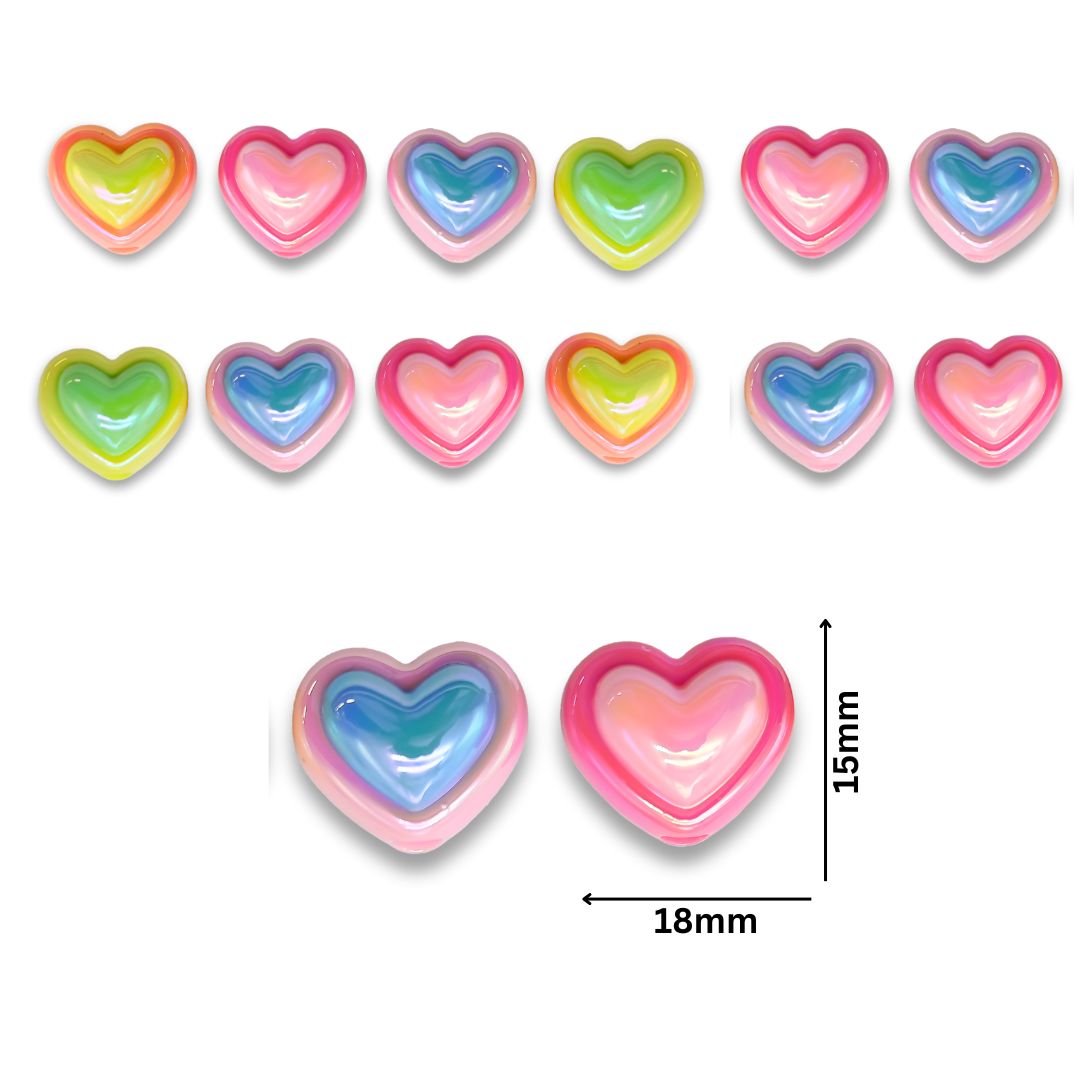 Assorted Heart UV Coating Plastic Beads | Size: 15mm | Qty: 10pcs | PB167