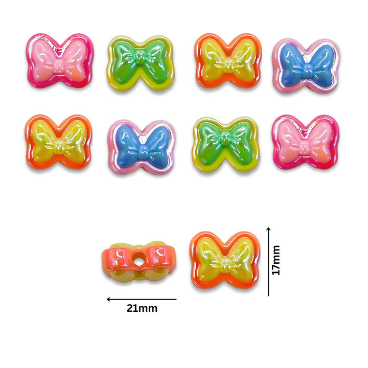 Assorted Bow UV Coating Plastic Beads | Size: 17mm | 10pcs | PB165