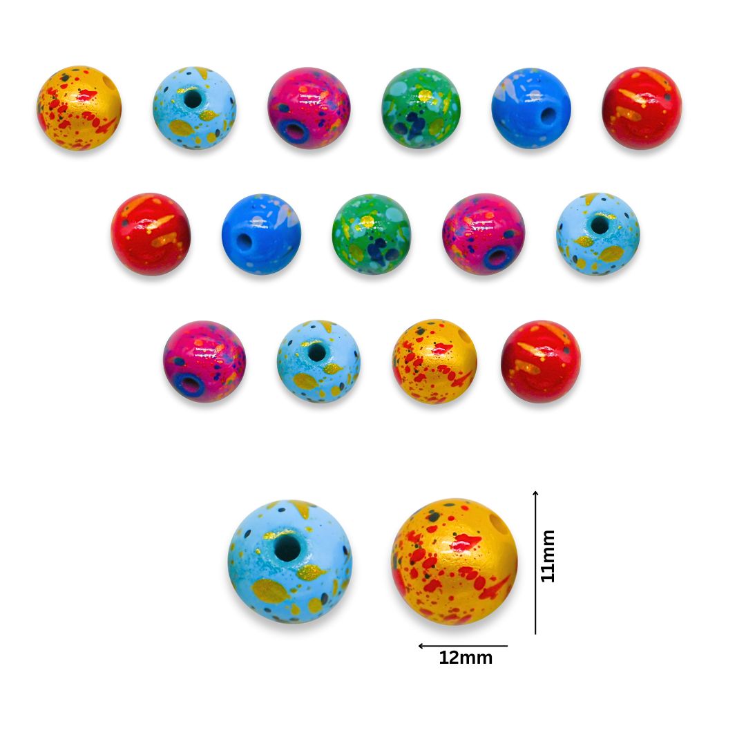 Assorted Spray Painting Plastic Beads | Size: 11mm | Qty: 10pcs