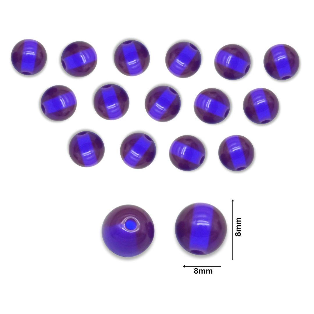 Purple Glossy Plastic Beads | Size: 8mm | Qty: 50pcs