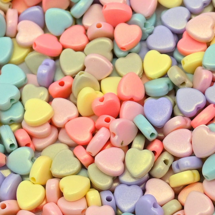 Glossy Matte Heart Plastic Beads | Size: 6mm | PB48