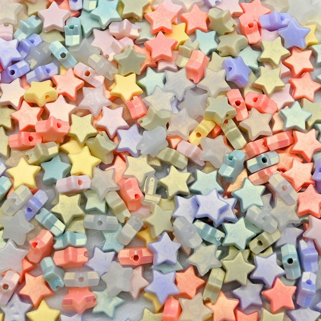 Glossy Matte Star Plastic Beads | Size: 12mm | PB43