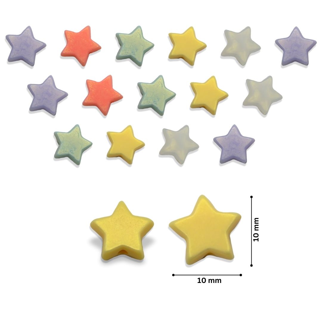 Glossy Matte Star Plastic Beads | Size: 12mm | PB43