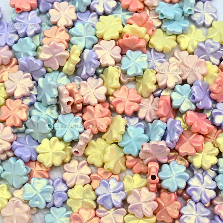 Glossy Matte Flower Plastic Beads | Size: 15mm