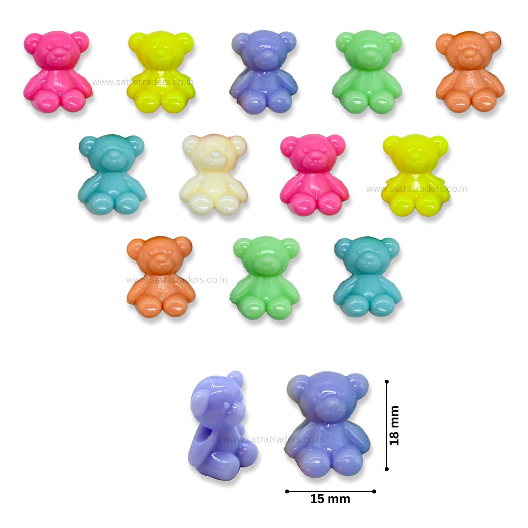 Assorted Teddy Bear Plastic Beads | Size: 18mm