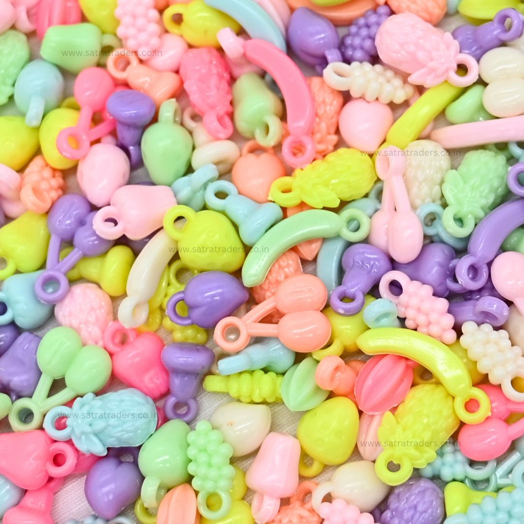 Assorted Mix Fruit Plastic Beads | Size : 12mm