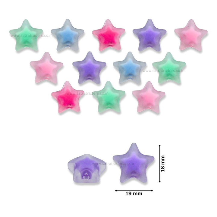 Assorted Frosted Star Plastic Beads | Size : 18mm