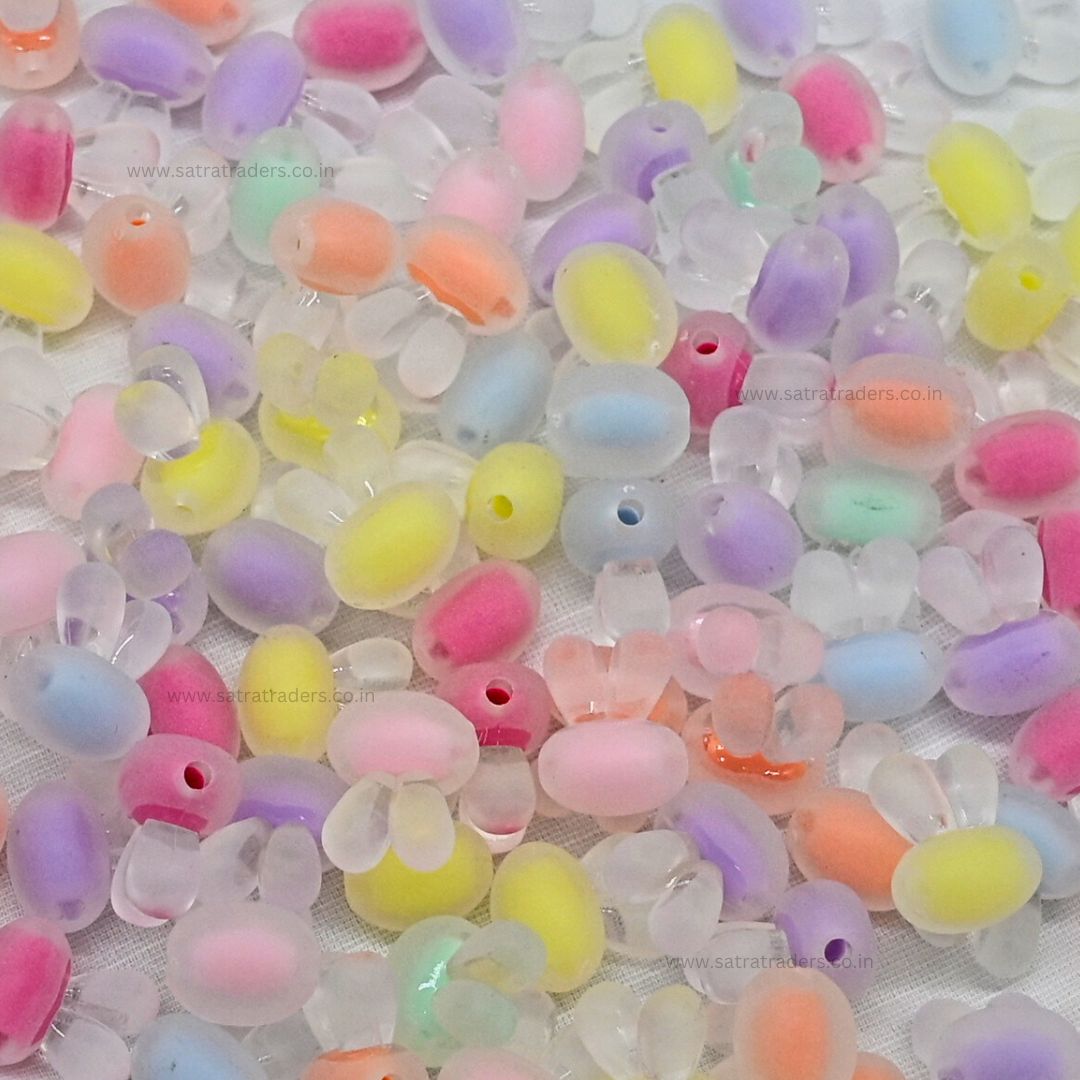 Assorted Frosted Rabbit Head Plastic Beads | Size : 16mm