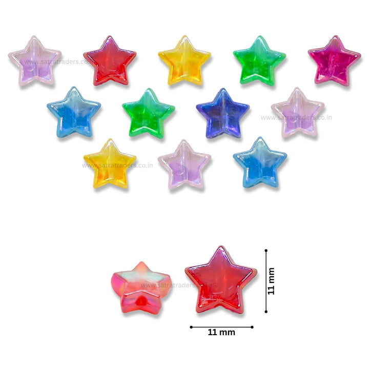 Assorted Star Transparent Pastel Plastic Beads | Size : 18mm | 100g