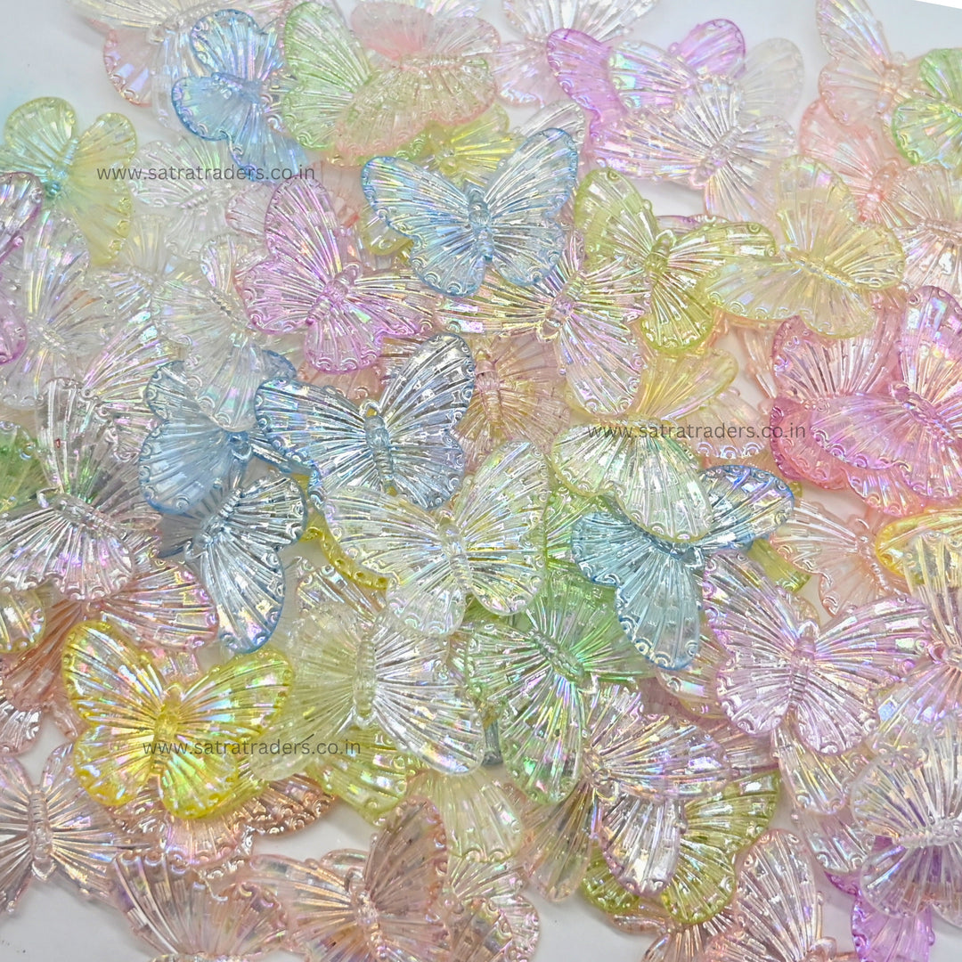 Assorted Transparent Butterfly Plastic Beads | Size: 31mm | PB18