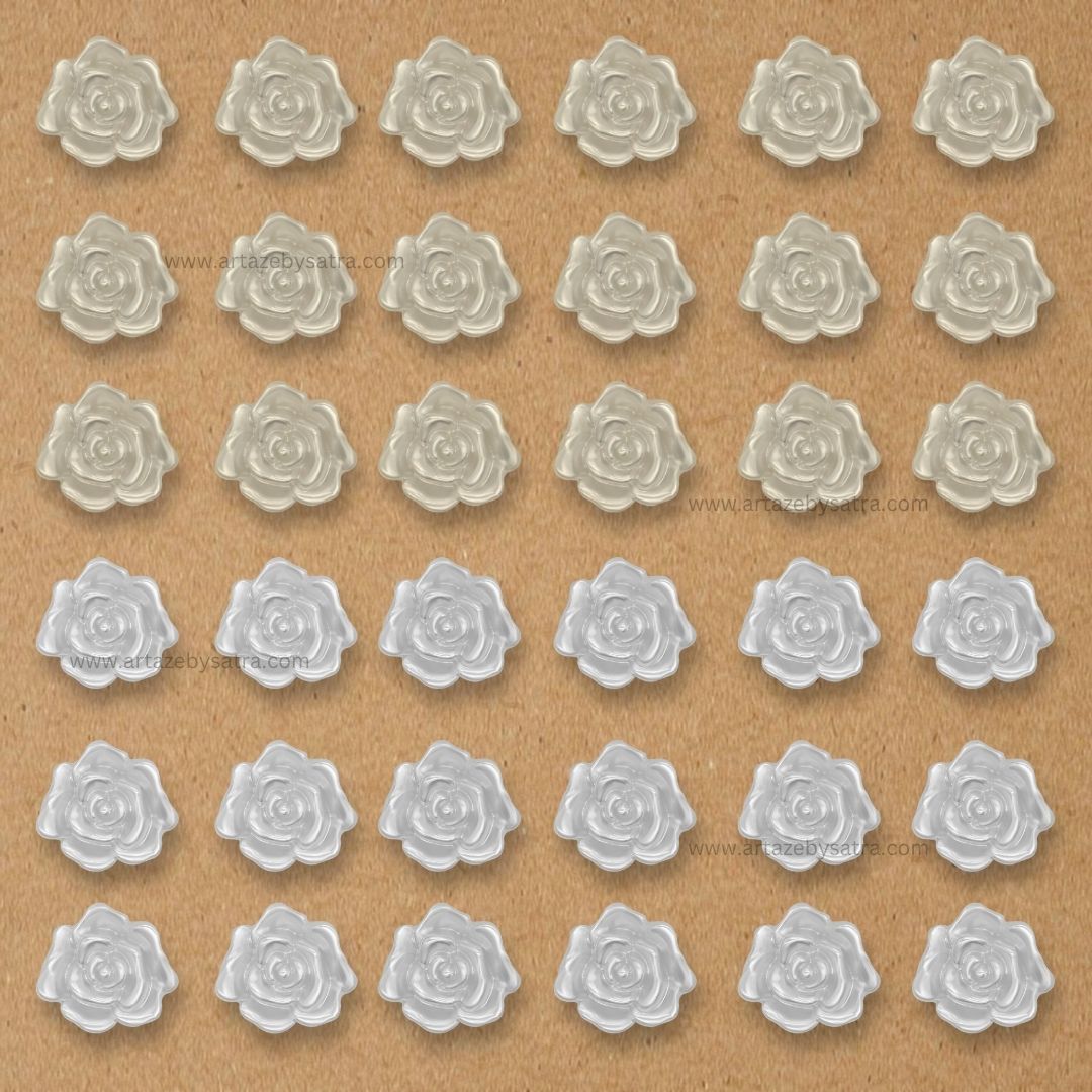 Rose Plastic Pearl Flower Beads | Size : 32mm | 500g | No Hole | PC16