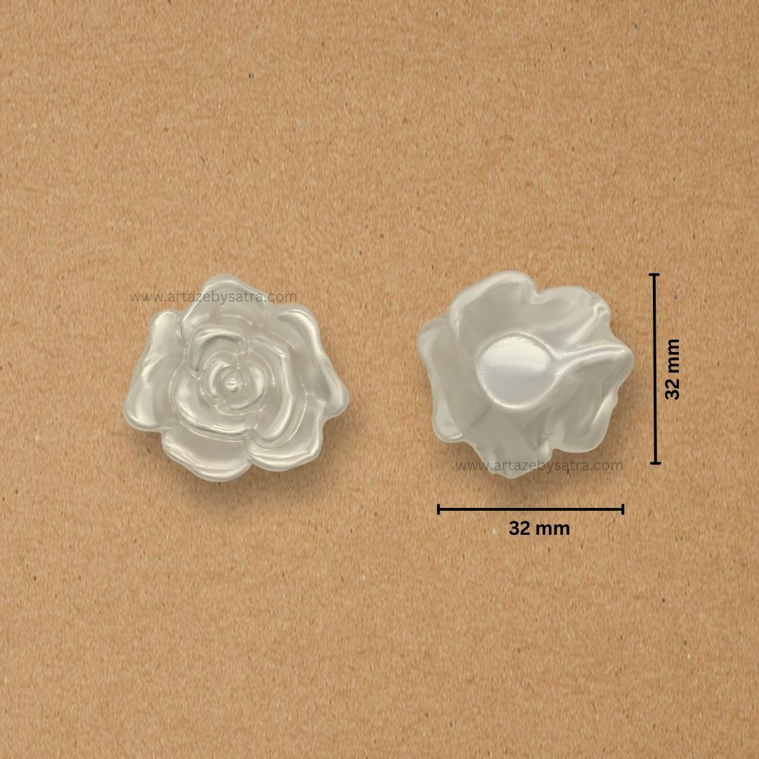 Rose Plastic Pearl Flower Beads | Size : 32mm | 500g | No Hole | PC16