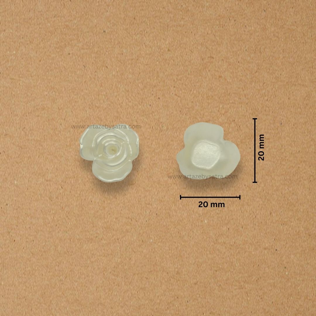 Rose Plastic Pearl Flower Beads | Size : 20mm | 500g | No Hole | PC25