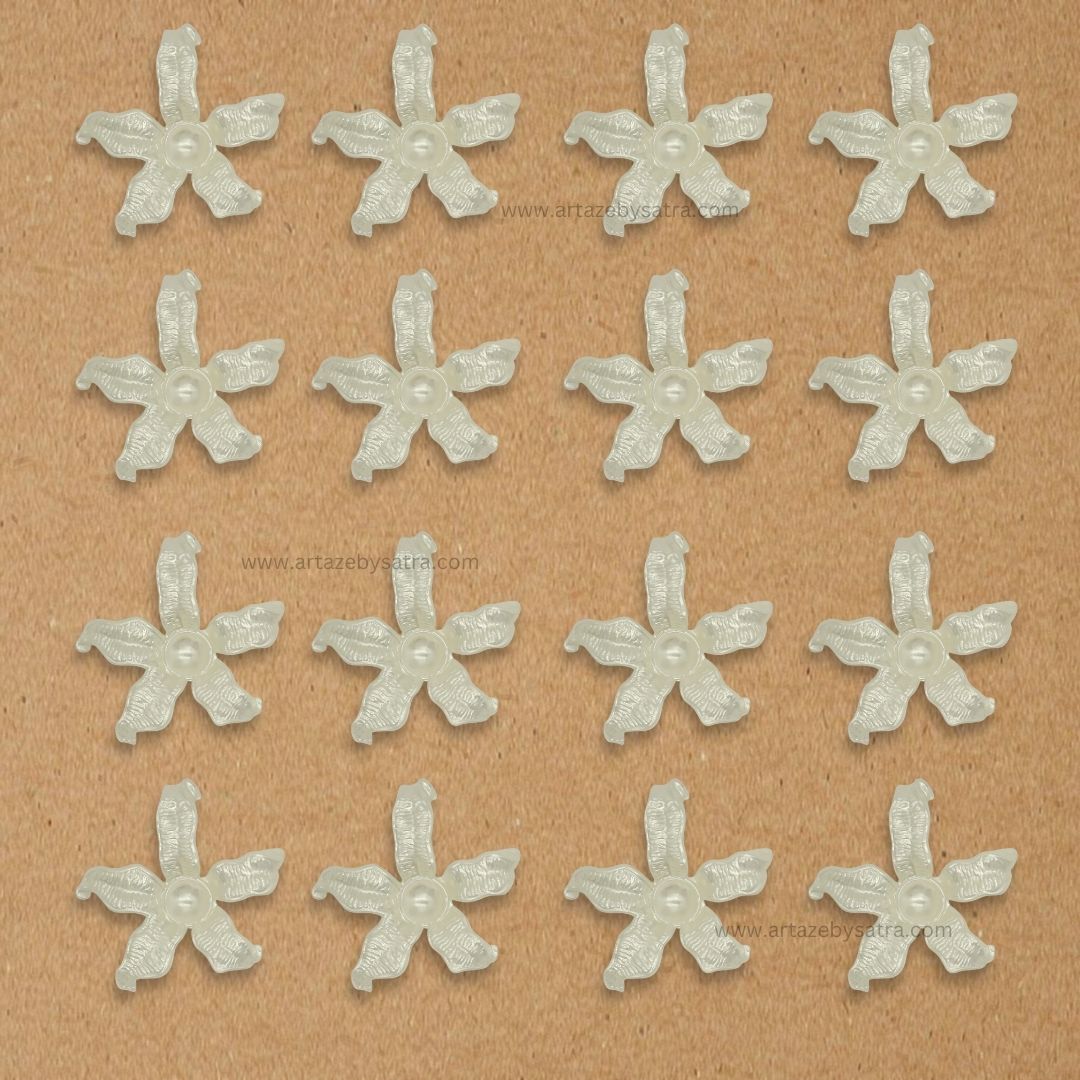 Cream Plastic Pearl Flower | Size : 45mm | No Hole | PC27