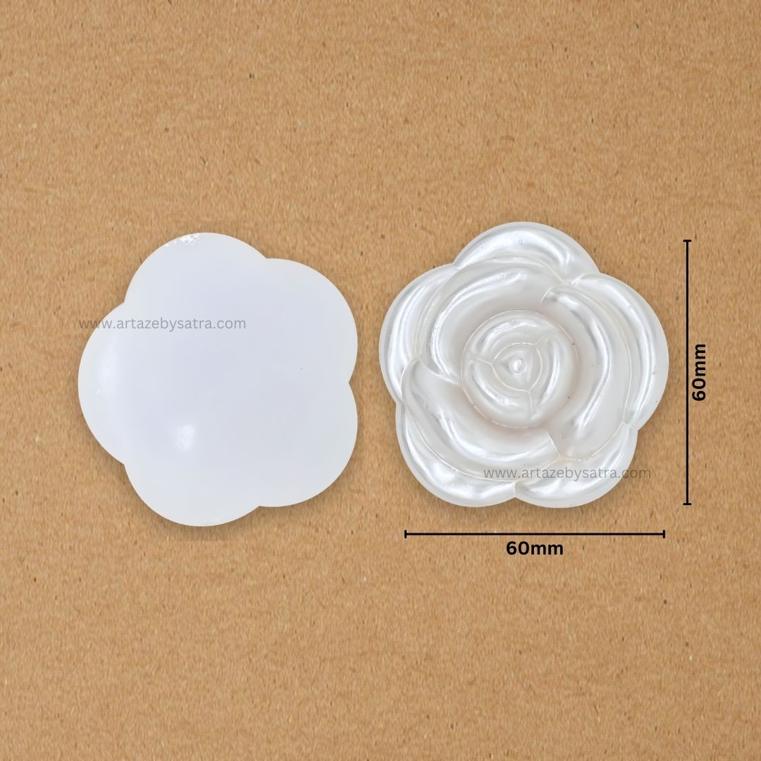 Rose Plastic Pearl Flower | Size : 60mm | 500g | No Hole | PC32