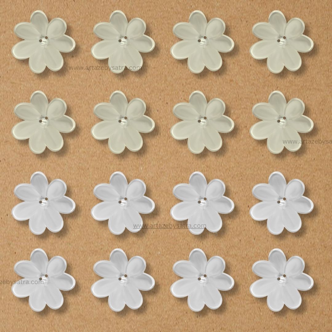 Plastic Pearl Flower | Size : 42mm | 500g | 2 Hole | PC33