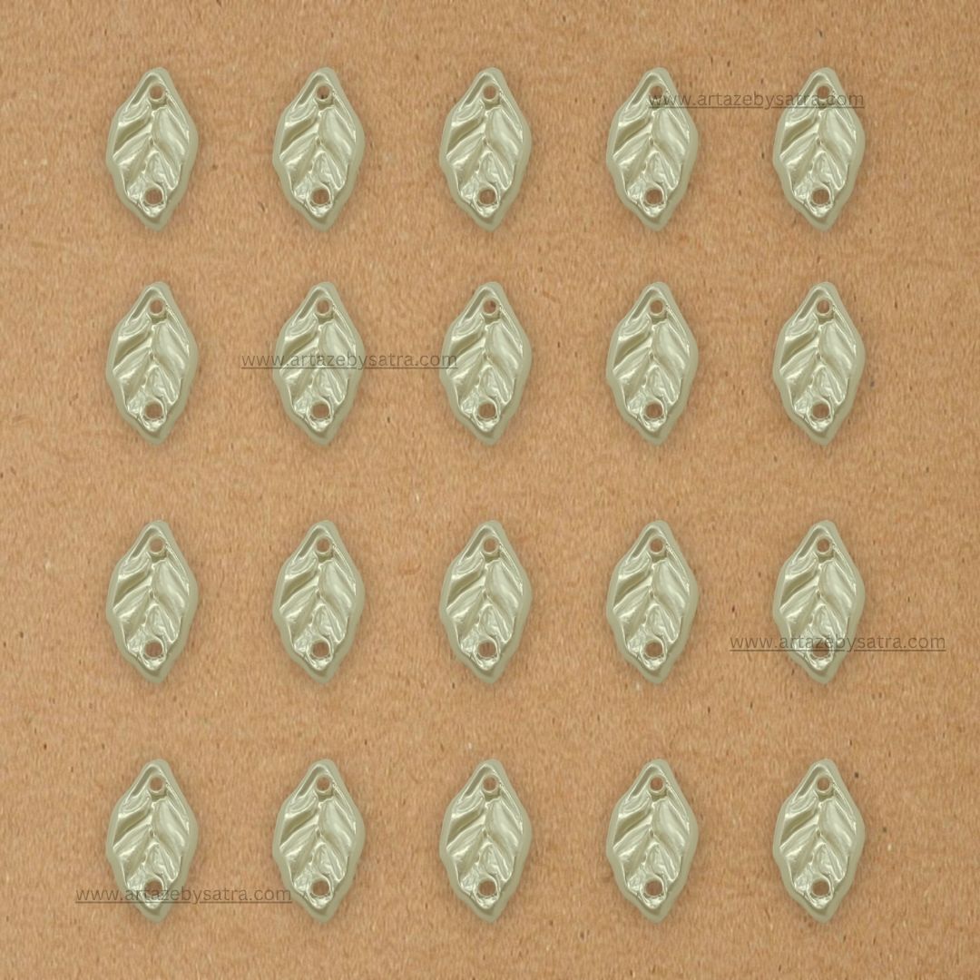 Cream Leaf Shape Half Pearl Beads | Size : 11mm | 2 Side Hole | 500g | PC43