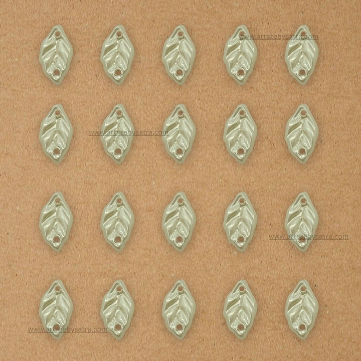 Cream Leaf Shape Half Pearl Beads | Size : 11mm | 2 Side Hole | 500g | PC43